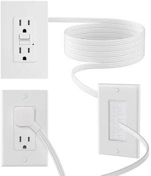 in Wall Cable Management Kit - Outlet Extender - 2AC GFCI Outlet 15amp, Receptacle with LED Indicator Light,8ft Cord,Hard-to-Reach Outlets for TV,Nightstands,Sofa,Desks in Wall Cable Management Kit - Outlet Extender - 2AC GFCI Outlet 15amp, Receptacle with LED Indicator Light,8ft Cord,Hard-to-Reach Outlets for TV,Nightstands,Sofa,Desks