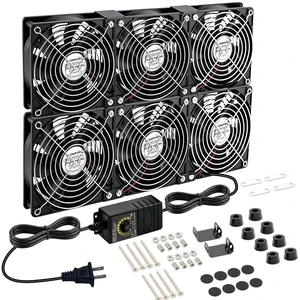 Rpowevax 120mm x6 PC Case Computer Fan AC 110V 240V Speed Controller | Variable Speed Dual Ball Bearing large computer fan for Window Exhaust,Greenhouse, Basement,RV Refrigerator Ventilation Rpowevax 120mm x6 PC Case Computer Fan AC 110V 240V Speed Controller | Variable Speed Dual Ball Bearing large computer fan for Window Exhaust,Greenhouse, Basement,RV Refrigerator Ventilation