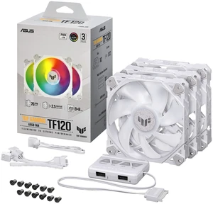 ASUS TUF Gaming TF120 ARGB Case Fan White Edition Triple Pack | 120mm PWM Case Fan, Advanced Fluid Dynamic Bearing (FDB), Double-Layer LED Array, Aura Sync, High Airflow, ARGB Controller ASUS TUF Gaming TF120 ARGB Case Fan White Edition Triple Pack | 120mm PWM Case Fan, Advanced Fluid Dynamic Bearing (FDB), Double-Layer LED Array, Aura Sync, High Airflow, ARGB Controller