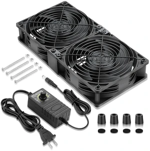 WDERAIR 2 x 120mm Computer Fan with AC Plug 110V 120V 220V 240V for Server Rack Cabinet Mount Small Window Exhaust Cooler (12038) WDERAIR 2 x 120mm Computer Fan with AC Plug 110V 120V 220V 240V for Server Rack Cabinet Mount Small Window Exhaust Cooler (12038)