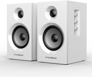 Probox Powered Bookshelf Speakers HiFi Computer Gaming Monitors with Bluetooth 5.3 & 24-Bit USB DAC Stereo Speaker PC Speakers 3.5" Woofer,1" Silk Dome Tweeter, Adjustable Bass/Treble BT16 - White Probox Powered Bookshelf Speakers HiFi Computer Gaming Monitors with Bluetooth 5.3 & 24-Bit USB DAC Stereo Speaker PC Speakers 3.5" Woofer,1" Silk Dome Tweeter, Adjustable Bass/Treble BT16 - White