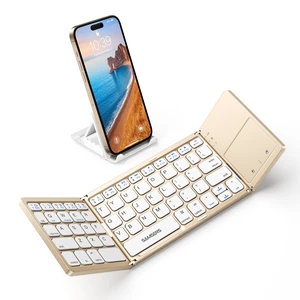 Foldable Bluetooth Keyboard with Touchpad, Ultra Slim Compact, Gold | Multi-touch Trackpad, Full Size, Phone Holder, USB-C Charging, 1 Device, for Android Windows iOS Mac OS, Mobile Productivity Foldable Bluetooth Keyboard with Touchpad, Ultra Slim Compact, Gold | Multi-touch Trackpad, Full Size, Phone Holder, USB-C Charging, 1 Device, for Android Windows iOS Mac OS, Mobile Productivity