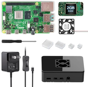 iRasptek Basic Kit for Raspberry Pi 4B 2GB RAM Included PI4 Case,5V 3A Power Supply,Cooling Fan and Heat-Sink iRasptek Basic Kit for Raspberry Pi 4B 2GB RAM Included PI4 Case,5V 3A Power Supply,Cooling Fan and Heat-Sink