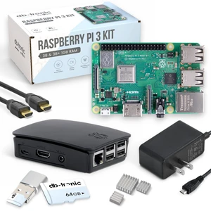Raspberry Pi 3 B Starter Kit | Power Supply | Case | 64GB Edition | HDMI Cable 1m | USB Card Reader | Heat Sink | Raspberry Pi 3 B 1GB RAM Raspberry Pi 3 B Starter Kit | Power Supply | Case | 64GB Edition | HDMI Cable 1m | USB Card Reader | Heat Sink | Raspberry Pi 3 B 1GB RAM