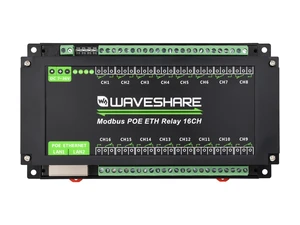 Waveshare 16-Ch Ethernet Module, Modbus RTU/TCP, Ethernet Communication, Support PoE, Various Isolation & Protection Circuits, Industrial Rail-Mount Waveshare 16-Ch Ethernet Module, Modbus RTU/TCP, Ethernet Communication, Support PoE, Various Isolation & Protection Circuits, Industrial Rail-Mount