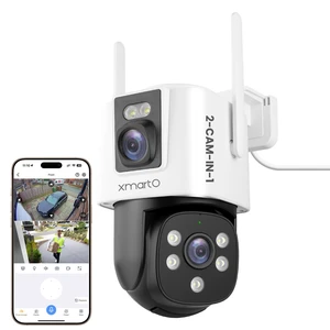 XMARTO WiFi6 Dual-Lens Security Camera, 4MP QHD 360° PTZ with AI Tracking | 4MP QHD 2-in-1 Security Cam, 180° FOV & 360° PTZ AI Tracking, 5G/2.4G WiFi, Bluetooth Setup, Works w/ WiFi6 NVR & Standalone XMARTO WiFi6 Dual-Lens Security Camera, 4MP QHD 360° PTZ with AI Tracking | 4MP QHD 2-in-1 Security Cam, 180° FOV & 360° PTZ AI Tracking, 5G/2.4G WiFi, Bluetooth Setup, Works w/ WiFi6 NVR & Standalone