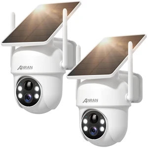 ANRAN Solar Security Cameras Wireless Outdoor,2K for Home Security,2 Pcs | Fixed Solar Panel, 360° PTZ for Home Surveillance,2.4G WiFi, PIR Human Detection, 3MP Color Night Vision, 2-Way Talk ANRAN Solar Security Cameras Wireless Outdoor,2K for Home Security,2 Pcs | Fixed Solar Panel, 360° PTZ for Home Surveillance,2.4G WiFi, PIR Human Detection, 3MP Color Night Vision, 2-Way Talk