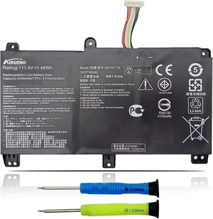 AURUNHO B31N1726 48Wh Laptop Battery Replacement for ASUS ROG Strix G531 G531GD G531GT G531GU G531GV G531GW Series 11.4V 4240 (Long line) AURUNHO B31N1726 48Wh Laptop Battery Replacement for ASUS ROG Strix G531 G531GD G531GT G531GU G531GV G531GW Series 11.4V 4240 (Long line)