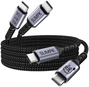 SUMPK Long 80Gbps USB 4.0 for Thunderbolt 4 Cable 10ft, 2 Packs, 240W PD | 240W Fast Charging, 80Gbps High Speed Data, 16K video, dual 8k monitor display, Compatible for Thunderbolt, USB C Charger SUMPK Long 80Gbps USB 4.0 for Thunderbolt 4 Cable 10ft, 2 Packs, 240W PD | 240W Fast Charging, 80Gbps High Speed Data, 16K video, dual 8k monitor display, Compatible for Thunderbolt, USB C Charger