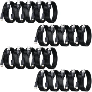 USB A to USB C Cable 6ft 20 Pack, 3A Fast Charging Type C Cord Multipack | Upgraded Metal Case, Nylon Braided USB C Cord. For iPhone 17/16/15, Samsung Galaxy S25/S24/S23, Pixel, iPad and more. (Black) USB A to USB C Cable 6ft 20 Pack, 3A Fast Charging Type C Cord Multipack | Upgraded Metal Case, Nylon Braided USB C Cord. For iPhone 17/16/15, Samsung Galaxy S25/S24/S23, Pixel, iPad and more. (Black)