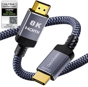 DavVision 8K Fiber Optic HDMI Cable 33 Feet, Long HDMI 2.1 Cable High Speed Unidirectional 8K@60Hz HDMI Braided Cord Support eARC/Dynamic HDR/HDCP/3D,Compatible with PS5 PS4/HDTV/Xbox Series DavVision 8K Fiber Optic HDMI Cable 33 Feet, Long HDMI 2.1 Cable High Speed Unidirectional 8K@60Hz HDMI Braided Cord Support eARC/Dynamic HDR/HDCP/3D,Compatible with PS5 PS4/HDTV/Xbox Series