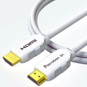 Pacroban HDMI 2.1 Cable 30ft White 8K 60Hz / 4K 120Hz, eARC, CL3 in-Wall Rated, Smooth PVC HDMI Cable for TV, Soundbar, PS5, Projector (Hyperfast White) Pacroban HDMI 2.1 Cable 30ft White 8K 60Hz / 4K 120Hz, eARC, CL3 in-Wall Rated, Smooth PVC HDMI Cable for TV, Soundbar, PS5, Projector (Hyperfast White)
