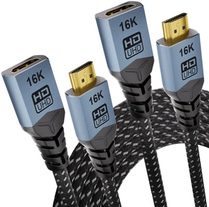 CABLAPTOP [2-Pack 16K HDMI Extension Cable,6.6FT/2M 8K 120Hz 4K 240Hz/480Hz, 96Gbps Braided EXT HDMI Extender Cord, Ultra High Speed Compatible with HDTV, Laptop,Series X,Chromecast, TV Stick CABLAPTOP [2-Pack 16K HDMI Extension Cable,6.6FT/2M 8K 120Hz 4K 240Hz/480Hz, 96Gbps Braided EXT HDMI Extender Cord, Ultra High Speed Compatible with HDTV, Laptop,Series X,Chromecast, TV Stick