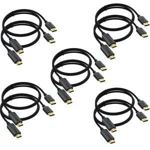 DisplayPort to HDMI Cable 10-Pack 6FT, 4K Male to Male, Gold-Plated Braided | Uni-Directional DP (Source) to HDMI (Display) Cord, Support Video and Audio for Dell, HP, NVIDIA, Samsung and More DisplayPort to HDMI Cable 10-Pack 6FT, 4K Male to Male, Gold-Plated Braided | Uni-Directional DP (Source) to HDMI (Display) Cord, Support Video and Audio for Dell, HP, NVIDIA, Samsung and More