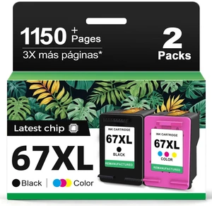 67XL Ink Cartridges Black/Color Combo Pack Replacement for HP Ink 67 XL | HP67 DeskJet 2827e 2855e 4227e 4255e 2700 2700e 2752 2742e 2755 2755e 4100 4152e 6000 6055e 6052 6400 6455e Printer 67XL Ink Cartridges Black/Color Combo Pack Replacement for HP Ink 67 XL | HP67 DeskJet 2827e 2855e 4227e 4255e 2700 2700e 2752 2742e 2755 2755e 4100 4152e 6000 6055e 6052 6400 6455e Printer