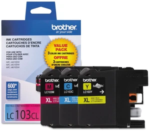 Brother LC1033PKS, LC-103, Innobella High-Yield Ink, 600 Page-Yield, 3/Pack, Cyan-Magenta-Yellow Brother LC1033PKS, LC-103, Innobella High-Yield Ink, 600 Page-Yield, 3/Pack, Cyan-Magenta-Yellow