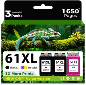 61XL Ink Cartridge Replacement for HP 61 Ink 61 XL Combo Pack HP61 HP61XL | 2 Balck and 1 Color for Envy 4500 5530 4502 4501 5535 OfficeJet 4630 4635 DeskJet 2540 1000 1010 1510 Printers 61XL Ink Cartridge Replacement for HP 61 Ink 61 XL Combo Pack HP61 HP61XL | 2 Balck and 1 Color for Envy 4500 5530 4502 4501 5535 OfficeJet 4630 4635 DeskJet 2540 1000 1010 1510 Printers