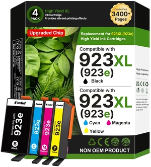 Replacement for HP 923XL Ink Cartridges Combo Pack Black and Color, 4 Pack | Compatible with HP 923 Ink Cartridges High Yield with OfficeJet Pro 8130e 8125e 8120e 8135e 8139e 8138e 8124e 8120 Printer Replacement for HP 923XL Ink Cartridges Combo Pack Black and Color, 4 Pack | Compatible with HP 923 Ink Cartridges High Yield with OfficeJet Pro 8130e 8125e 8120e 8135e 8139e 8138e 8124e 8120 Printer