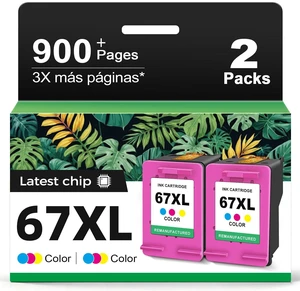 67XL Color Ink Cartridge Replacement for HP 67 ink XL (Tricolor,2-Pack) | hp67xl hp67 DeskJet 1255 2700 4100 Series 4155 2700e 4155e 2755e Envy 6000 6400 4100 Series 6055e 6455e Printer 67XL Color Ink Cartridge Replacement for HP 67 ink XL (Tricolor,2-Pack) | hp67xl hp67 DeskJet 1255 2700 4100 Series 4155 2700e 4155e 2755e Envy 6000 6400 4100 Series 6055e 6455e Printer