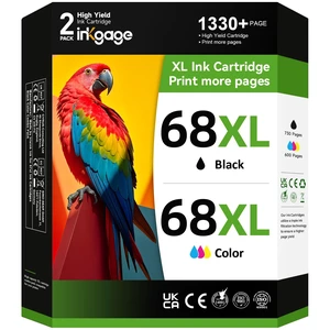 INKGAGE 68e Compatible for HP 68 Ink Cartridge Black and Tri-Color Combo Pack Compatible for HP 68XL Ink Cartridges for Envy 6155e 6155 6555e 6152e 6552e 6558e 6165e 6100e 6500e 6550e Series Printers INKGAGE 68e Compatible for HP 68 Ink Cartridge Black and Tri-Color Combo Pack Compatible for HP 68XL Ink Cartridges for Envy 6155e 6155 6555e 6152e 6552e 6558e 6165e 6100e 6500e 6550e Series Printers