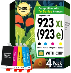 923XL 923 8130e 8125e Ink Cartridges Combo Pack for HP Printers OfficeJet | Replacement for HP923XL 923e Black and Color Ink Cartridge for HP Printer Office Jet Pro 8130e 8125e 8120 8135e 8138e 8139e 923XL 923 8130e 8125e Ink Cartridges Combo Pack for HP Printers OfficeJet | Replacement for HP923XL 923e Black and Color Ink Cartridge for HP Printer Office Jet Pro 8130e 8125e 8120 8135e 8138e 8139e