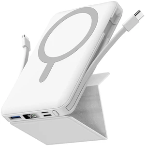 eailgeu for MagSafe Power Bank 10000mAh, Magnetic Portable Charger, Stand | 20W Fast Charging Battery Pack, Built-in USB-C Cables, LED Display, Travel Essential for iPhone 18/17/16/15/14/13/12, White eailgeu for MagSafe Power Bank 10000mAh, Magnetic Portable Charger, Stand | 20W Fast Charging Battery Pack, Built-in USB-C Cables, LED Display, Travel Essential for iPhone 18/17/16/15/14/13/12, White