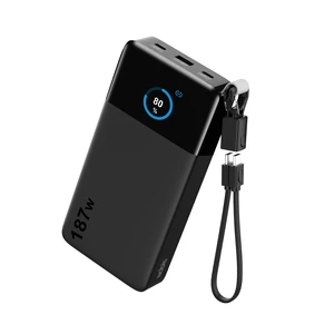 NOBIS Portable Charger 187W 25000mAh Power Bank w/Smart Display APP | 2C+1A Outputs (100W Max), Detachable USB C Cable , Battery Pack for Phones, Laptops, Tablets