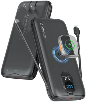 Portable Charger Power Bank 10000mAh PD20W w/Built-in Cables & AC Plug | Portable charger iphone,Fast charging, Built-in wall plug, LED display, Charge 6 devices at once, Pass through charging Portable Charger Power Bank 10000mAh PD20W w/Built-in Cables & AC Plug | Portable charger iphone,Fast charging, Built-in wall plug, LED display, Charge 6 devices at once, Pass through charging