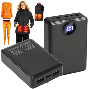 2 PACK 12000mAh Heated Vest Battery Pack, USB Power Bank Portable Dual Output Ports (not for 7.4V or 12V)with LED Display for Heating Jacket Hoodies Pants Heated Chair and Smart Device