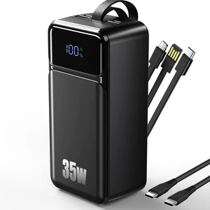 Feidyns 70000mAh Portable Charger, 35W Fast Charging Power Bank Built-in 3 Cables with 7 Ports, High Capacity Large External Battery Pack for iPhone,Galaxy,Steam Deck, Camping Travel Essentials