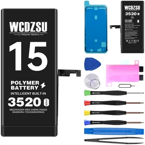 WCDZSU Battery Replacement for iPhone 15 3520mAh No Pop-up Unknown Part Warning High Capacity New 0 Cycle for iPhone 15 with Complete Fix Tools Kit Model A3090 A2846 A3089 A3092 WCDZSU Battery Replacement for iPhone 15 3520mAh No Pop-up Unknown Part Warning High Capacity New 0 Cycle for iPhone 15 with Complete Fix Tools Kit Model A3090 A2846 A3089 A3092