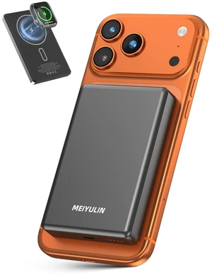 MEIYULIN 10000mAh Solid State Power Bank, PD 20W Portable Charger, 15W Magnetic Wireless Battery Pack, Compatible with iPhone 17 Pro Max Air/16/15/14/13/12 Series (Black)