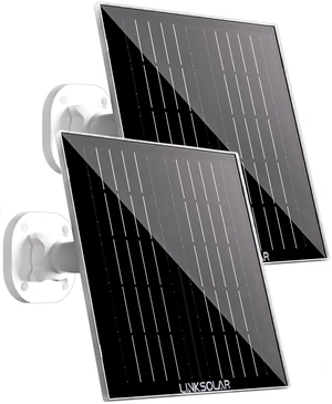 LinkSolar Dual 5W Solar Panels for Ring Camera, All-in-1 Glass Solar Charger for Outdoor Stick Up Battery Home Security Camera, Micro USB/ DC/ USB-C Port, 9.8ft Cable, 360°Adjustable Bracket LinkSolar Dual 5W Solar Panels for Ring Camera, All-in-1 Glass Solar Charger for Outdoor Stick Up Battery Home Security Camera, Micro USB/ DC/ USB-C Port, 9.8ft Cable, 360°Adjustable Bracket