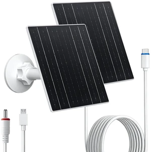 10W 5V Solar Charger Compatible with Battery Powered Camera | Solar panel for security cameras, USB-C, USB & DC 5.5×2.1mm ports, IP66 waterproof, 7.2ft cable, 360° adjustable mount 10W 5V Solar Charger Compatible with Battery Powered Camera | Solar panel for security cameras, USB-C, USB & DC 5.5×2.1mm ports, IP66 waterproof, 7.2ft cable, 360° adjustable mount