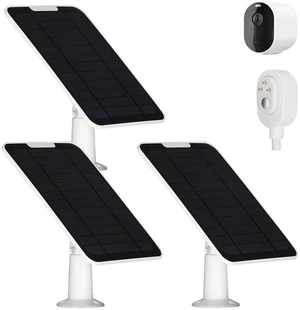 Upgrade 3 Pack 5W Solar Panel Charging Compatible with Arlo Pro 3/4/5S/Ultra/Ultra 2/Go 2 Continuous Power Supply IP65 Weatherproof with 9.8ft/3m Charging Cable and Adjustable Wall Mount