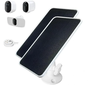 JJMASEE Solar Panel Charger for Arlo Pro 3/4/5S & Ultra 2, Go 2, 2 Pack | ETFE Panel with 13FT Magnetic Cable and Aluminum Mount; For Arlo Pro 4/5S, Ultra 2 XL, Go 2 and Pro 3 (Cam Not Include)