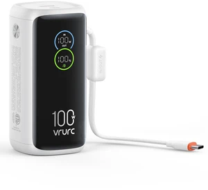 VRURC 100W Laptop Power Bank,Small 20000mAh Portable Charger Fast Charging | Battery Protection,Flight-Approved,USB C Cable,Travel Essentials,Battery Pack for MacBook,iPhone 18/17,Samsung,White