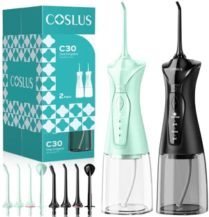 COSLUS C30 Water Dental Flosser, Upgraded DIY Mode, Black Green, 2Pcs | 300ML Larger Tank, 4 Modes Portable Teeth Pick for Family Gentle & Precision Oral Care, Cordless Portable for Home Travel Use COSLUS C30 Water Dental Flosser, Upgraded DIY Mode, Black Green, 2Pcs | 300ML Larger Tank, 4 Modes Portable Teeth Pick for Family Gentle & Precision Oral Care, Cordless Portable for Home Travel Use