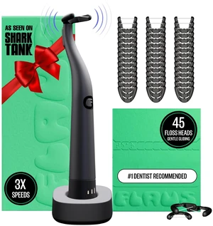 FLAUS Electric Flosser - Gentle Glide - Shark Tank Dental Plaque Remover | Featured on Oprah's List, Water Flosser Alternative, Easy Power Cleaning, Vibrating Teeth & Gum Tool, Multiple Speeds