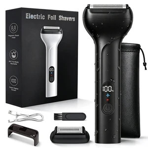 Electric Foil Shaver for Men,IPX7 Waterproof,Face Body Trimmer Shave(Black) | Trim, Edge & Shave Face & Body,Mens Electric Razor ,Type-C Rechargeable,Travel Lock, Magnetic Cover,90-Minute Runtime Electric Foil Shaver for Men,IPX7 Waterproof,Face Body Trimmer Shave(Black) | Trim, Edge & Shave Face & Body,Mens Electric Razor ,Type-C Rechargeable,Travel Lock, Magnetic Cover,90-Minute Runtime