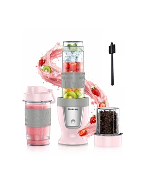 HoninJoy Smoothie Blender and Grinder Combo, 10-Piece Blenders Shakes | 650W Personal Blenders for Kitchen, with Portable BPA-Free 14oz & 20oz To-Go Cup, Smoothies Maker for Juice, Pink HoninJoy Smoothie Blender and Grinder Combo, 10-Piece Blenders Shakes | 650W Personal Blenders for Kitchen, with Portable BPA-Free 14oz & 20oz To-Go Cup, Smoothies Maker for Juice, Pink