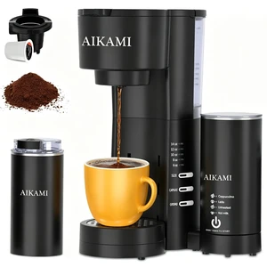 4 IN 1 Single Serve Coffee Maker with Milk Frother and Coffee Grinder, Coffee Maker for K Cup and Ground Coffee, with 30 oz Removable Water Reservoir, 6 to 14 oz. Brew Sizes, Coffee Machine for Home 4 IN 1 Single Serve Coffee Maker with Milk Frother and Coffee Grinder, Coffee Maker for K Cup and Ground Coffee, with 30 oz Removable Water Reservoir, 6 to 14 oz. Brew Sizes, Coffee Machine for Home