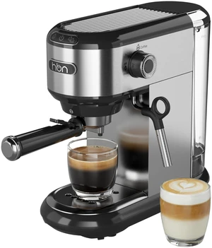 HBN 20 Bar Espresso Machine with Milk Frother, Compact Espresso Maker for Ground Coffee, Stainless Steel Coffee Machine with Steam Wand & 34oz Removable Water Tank, 1450W for Home & Office HBN 20 Bar Espresso Machine with Milk Frother, Compact Espresso Maker for Ground Coffee, Stainless Steel Coffee Machine with Steam Wand & 34oz Removable Water Tank, 1450W for Home & Office