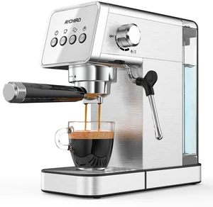 AYCHIRO 20 Bar Espresso Machine, Semi-Automatic Espresso Maker with Milk Frother Wand, Compact Stainless Steel Coffee Machine for Latte & Cappuccino, 37.2 oz Removable Water Tank AYCHIRO 20 Bar Espresso Machine, Semi-Automatic Espresso Maker with Milk Frother Wand, Compact Stainless Steel Coffee Machine for Latte & Cappuccino, 37.2 oz Removable Water Tank