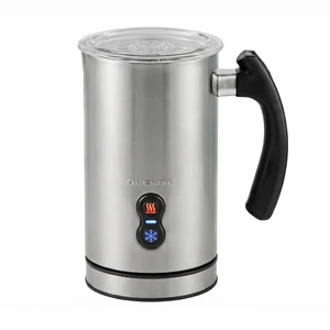 OVENTE Milk Frother and Steamer, Double-Wall Insulation, Silver FR3608BR | Electric Hot and Cold Foam Maker for Coffee, Latte, Cappuccino, Hot Chocolate, Macchiato with Silent Operation, Auto Shutoff