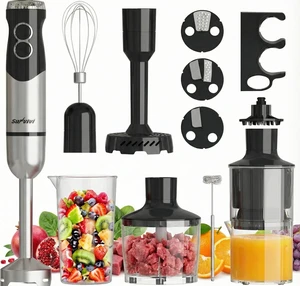 SUNVIVI 10-in-1 Immersion Blender Hand Blenders Set, 1000W Hand Stick Blender with 12-Speed, 860ml Chopper, Potato Masher, Whisk, Juicer, Frother for Soup, Baby Food and Smoothies, Black SUNVIVI 10-in-1 Immersion Blender Hand Blenders Set, 1000W Hand Stick Blender with 12-Speed, 860ml Chopper, Potato Masher, Whisk, Juicer, Frother for Soup, Baby Food and Smoothies, Black