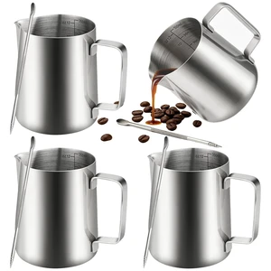4 Pack 20oz Milk Frothing Pitcher with 4 Latte Art Pens | 304 Stainless Steel Espresso Steaming Pitchers, Sharp Spout Milk Frother cup for Barista Latte Cappuccino Coffee Making 4 Pack 20oz Milk Frothing Pitcher with 4 Latte Art Pens | 304 Stainless Steel Espresso Steaming Pitchers, Sharp Spout Milk Frother cup for Barista Latte Cappuccino Coffee Making