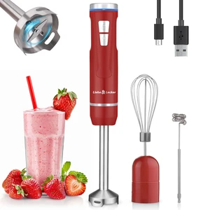 Liebe&Lecker Cordless Immersion Blender, 3-in-1 Handheld Stick Blender | Rechargeable Electric Mixer Set with Whisk & Milk Frother, 8-Speed Hand Blender for Shakes, Soups, Coffee (Red) Liebe&Lecker Cordless Immersion Blender, 3-in-1 Handheld Stick Blender | Rechargeable Electric Mixer Set with Whisk & Milk Frother, 8-Speed Hand Blender for Shakes, Soups, Coffee (Red)