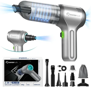 SakerPlus Car Vacuum Cleaner-Wireless Handheld Car Vacuums with Best Suction,Brushless Motor 12000PA Maximum Power,3 in 1 Mini Portable Vacuum Cleaner Cordless for Home,Office,Kitchen,Cars
