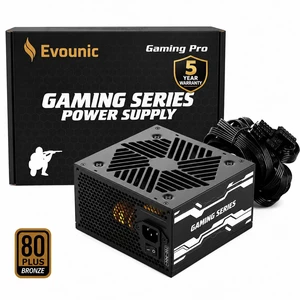 Evounic Power Supply 650WATX PSU80 PLUS Bronze Certified, 5 Year Warranty | Non-Modular Design with 120mm Temperature-Controlled Fan, 100240V Wide Voltage and Multiple Protection Evounic Power Supply 650WATX PSU80 PLUS Bronze Certified, 5 Year Warranty | Non-Modular Design with 120mm Temperature-Controlled Fan, 100240V Wide Voltage and Multiple Protection